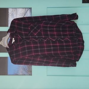 BeachLunchLounge Flannel- M - Black/magenta/pink